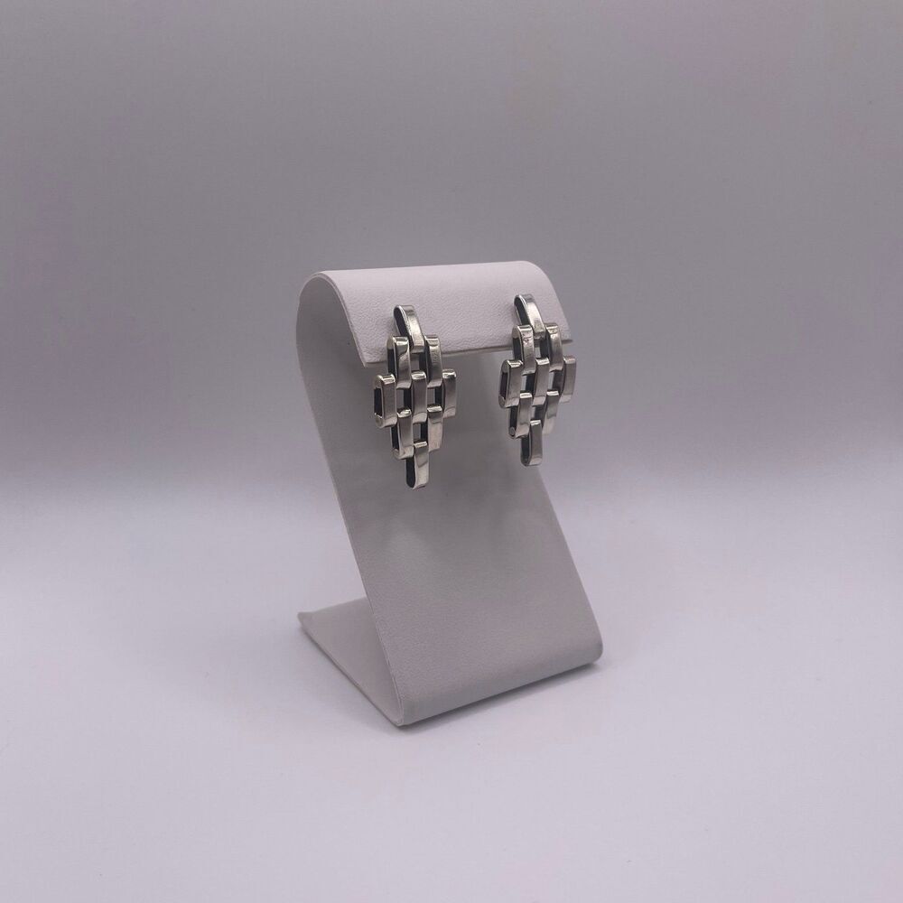 Teocalli Made in Mexico Sterling Silver Watch Link Splicing Statement Earrings